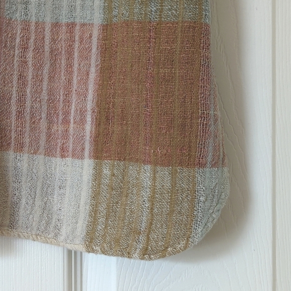 Casual Corner 70's Vintage Plaid Woven Gauze Short Dolman Sleeve V-neck Top S - Picture 8 of 10